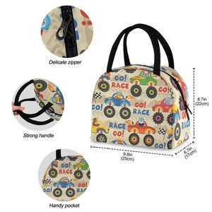 Custom Cool Race Pattern Outdoor Picnic Cooler Lunch Bag Insulated Lunch Bag with Zipper Closure and Handle for Kids School - Product Image 5