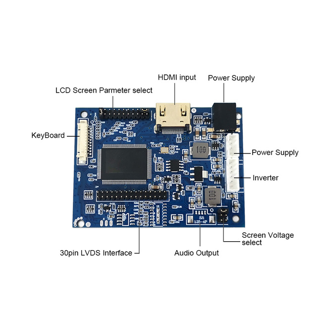 LCD Display Monitor LVDS 30pin Interface Universal Lcd Controller Board with Audio LVDS to HD MI