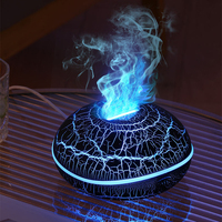 Humidificateur d'air électrique ultrasonique professionnel intelligent, diffuseur d'arômes d'huiles essentielles avec effet flamme et brume volcanique à 360°, alimentation USB