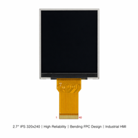 شاشة IPS TFT LCD مقاس 2.7 بوصة بدقة 320×240 عالية الموثوقية مع واجهة SPI+RGB وشريط FPC قابل للثني للتحكم الصناعي وواجهة HMI مع إضاءة خلفية LED
