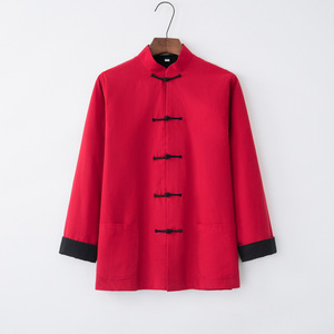 Haut traditionnel <span class=keywords><strong>chinois</strong></span> en coton pour <span class=keywords><strong>homme</strong></span>, style Tang, à manches longues, uniforme de Kung Fu et Tai Chi, chemise, blouse ou manteau pour le printemps et l'automne - Product Image 1