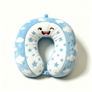 Soft fuzzy star <b>neck</b> <b>pillow</b> with snap closure, Microfiber plush sky themed U <b>pillow</b> - Product Image 2