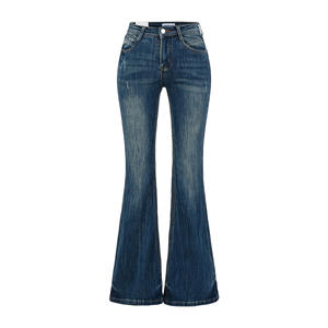 <span class=keywords><strong>Jean</strong></span> Bootcut Vintage Taille Haute <span class=keywords><strong>en</strong></span> Denim Stretch Effet Vieilli et Délavé pour Femme, Collection Automne 2025, Coupe Micro Évasée avec Effet Patte de Chat sur les Hanches - Product Image 5