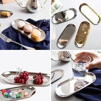Plateau de service ovale en acier inoxydable poli, assiette à dessert nordique, organisateur de bijoux, pour la maison, l'hôtel, le restaurant, vente en gros, logo personnalisé