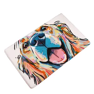 Art Print Pet Dog Design Carpet Entrance Door Mat Bathroom Non-slip Coral Fleece Mat