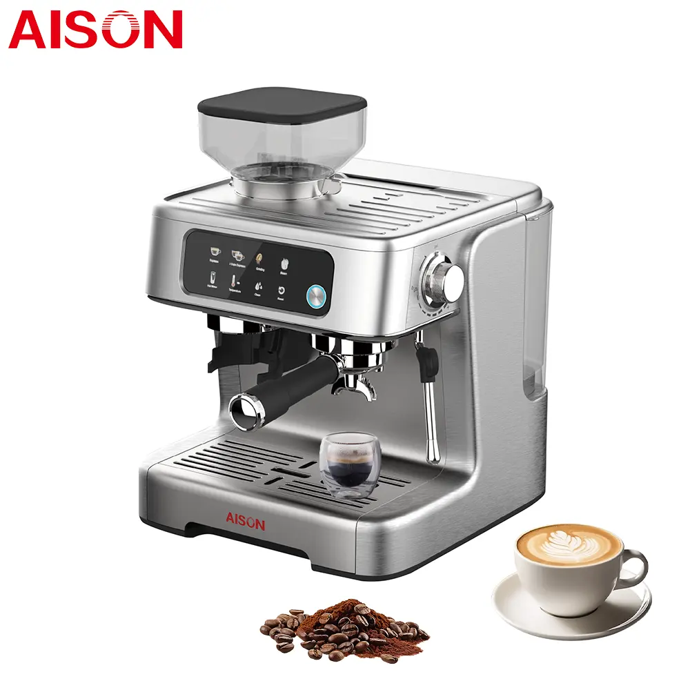 מכירה ישירה במפעל מכונת קפה אספרסו מכונת קפה איטלקית 15 בר 20 בר מכונת קפוצ'ינו חצי אוטומטית מכונת אקספרסו
