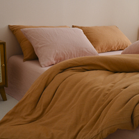 Parure de lit 100 % coton lavé, couleur unie, ensemble de literie de luxe doux, taille Queen, draps en coton, textile hôtelier