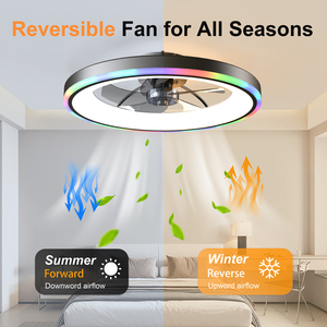 พัดลมเพดานติดเพดานแบบฝังขนาด 23.6 นิ้ว พร้อมไฟ LED RGB 3CCT ปรับความเร็วได้ 6 ระดับ สำหรับห้องนอน ห้องนั่งเล่น สีดำ - Product Image 5