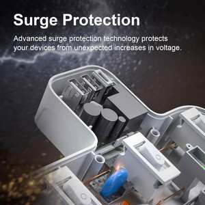Adaptateur de prise 3 voies UK, extension multi-prises avec 3 USB, prise murale 13A 3250W adaptateur de chargeur multi-prises mural - Product Image 3