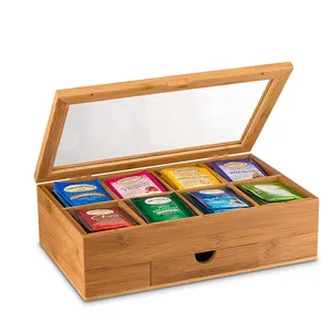 Custom Natural Wooden Tea Box With Glass Lid Accept Oem Odm Order