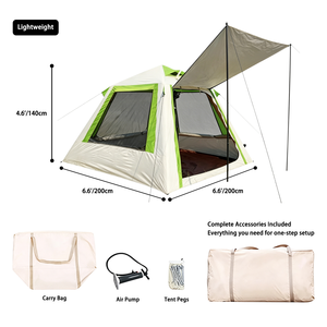 Compact 4 ㎡   Tente <span class=keywords><strong>gonflable</strong></span> pour 1-2 personnes, tente de glamping en Oxford 300D avec <span class=keywords><strong>auvent</strong></span>, porte simple, 3 fenêtres, pop-up - Product Image 3