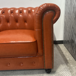 Canapé Chesterfield <span class=keywords><strong>vintage</strong></span> en cuir 3 places capitonné, canapé en cuir PU marron pour hôtel, hall, café, <span class=keywords><strong>club</strong></span>, mobilier - Product Image 3