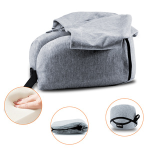 Coussin de voyage pliable en forme de U, gris, 28x26x14cm, pour avion et train - Product Image 3