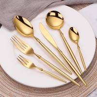 Ensemble de couverts de mariage en acier inoxydable 18-10 doré martelé (fourchette, cuillère, couteau) pour hôtels et restaurants