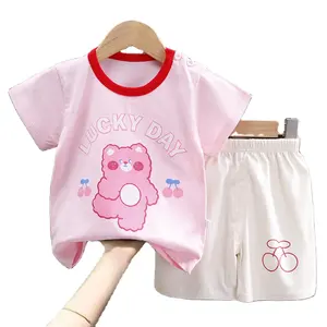 Verão Venda Quente Respirável Kids Clothes Sets Outdoor Cartoon Pattern Clothes Sets Novos Designs Casual Clothes Sets