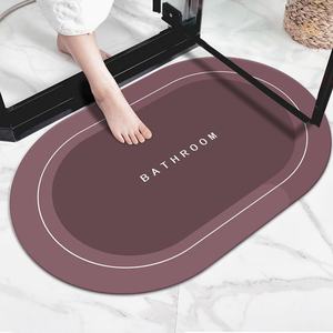 Tapis <span class=keywords><strong>de</strong></span> salle <span class=keywords><strong>de</strong></span> <span class=keywords><strong>bain</strong></span> ovale antidérapant en terre <span class=keywords><strong>de</strong></span> diatomées, super absorbant et à séchage rapide, fabriqué à la machine - Product Image 6