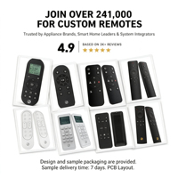 Control Remoto IR JCXK OEM ODM RCT3007 de 7 Teclas para Ventilador y Luz, con Batería CR2025, Silicona Suave, Código Personalizado Uno a Uno