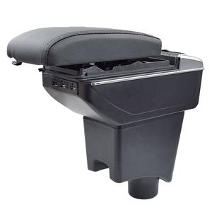 Accoudoir en cuir de style voiture fait à la main, boîte de rangement interface USB à filetage rouge, intérieur en ABS, repose-bras, accessoires - Product Image 1