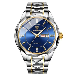 Jam tangan Quartz kalender bisnis multifungsi bercahaya BINBOND B5552 kualitas terbaik