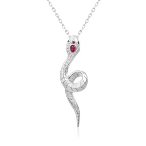 CT colore argento 925 carino a forma di <span class=keywords><strong>serpente</strong></span> Design unico Plain argento brillante zircone collana per donne gioielli originali - Product Image 5