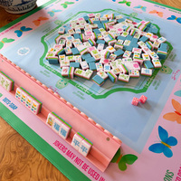 Set Mahjong Karakter Kupu-kupu Bambu Fu Shou He Xi Bertuah Gaya Oriental Baru untuk Hadiah, Pesta
