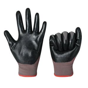 Gants durables en polyester enduits de NBR, paume en nitrile noir du Vietnam, poignets tricotés, anti-coupure, respirants, pour l'assemblage, la mécanique et usage général - Product Image 3