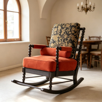 Fauteuil à bascule en bois massif, style vintage, avec revêtement floral, pour chambre à coucher, salon, salle de séjour