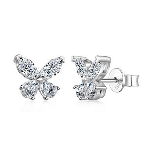 Boucles d'oreilles clous papillon Dylam en argent 925 avec pierres Moissanite D VVS1, design délicat, collection Printemps, bijoux de qualité supérieure - Product Image 4