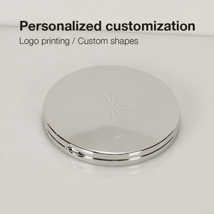 Professional Metal Chrome Finish Dual Sided Foldable Pocket <b>Mirror</b> Personalized Logo <b>Compact</b> <b>Mirror</b> for Promotional Event Gifts - Product Image 5