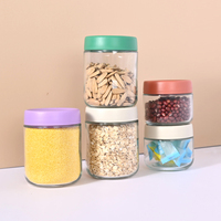 Botol Kaca Bulat Kosong Grosir untuk Kacang-kacangan, Biji-bijian, Wadah Kaca untuk Penyimpanan Makanan