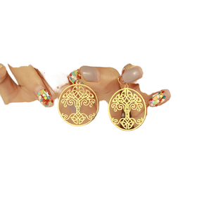 Nuovo arrivo <span class=keywords><strong>orecchini</strong></span> alla moda in <span class=keywords><strong>acciaio</strong></span> inossidabile per le donne fatto a mano elegante elegante Logo <span class=keywords><strong>albero</strong></span> <span class=keywords><strong>della</strong></span> <span class=keywords><strong>vita</strong></span> graziosi gioielli a Clip - Product Image 1