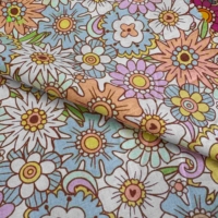 Tissu Popeline Tissé Imprimé Floral Nouveaux Designs Très Vendus Peigné Respirant Léger pour Robes de Filles