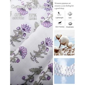 Ensemble de pyjama floral pour femmes, chemise à manches courtes boutonnée, shorts en tissu Oxford respirant, vêtements décontractés pour le printemps et l'été - Product Image 4