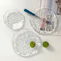 Style nordique irrégulier Glacier verre plat de fruits gâteau assiette à Dessert Transparent glaçage Snack plat Dim Sum assiette