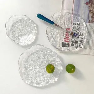 Style nordique irrégulier Glacier verre plat de fruits gâteau <span class=keywords><strong>assiette</strong></span> à <span class=keywords><strong>Dessert</strong></span> Transparent glaçage Snack plat Dim Sum <span class=keywords><strong>assiette</strong></span> - Product Image 3