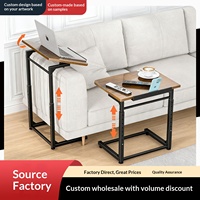 Escritorio Giratorio de Metal para Computadora/Laptop con Altura Ajustable, Mesa Auxiliar para Sala de Estar/Sofá, Modelo Minimalista en Forma de C, Calidad de Exportación