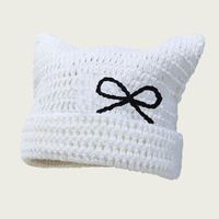 Nuevo Gorro de Invierno Tejido a Mano con Diseño de Pequeño Diablo, Gorro de Punto a Rayas con Orejas de Gato, Cálido y Moderno