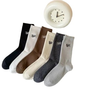 Type Crew <b>Socks</b> Solid Color Sweat Absorbing Breathable Casual Daily Wear Men Women Light Sport Style - Product Image 5