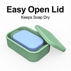 Support de savon anti-fuite en silicone pour la maison, boîte de rangement portable en silicone pour voyage avec couvercle et couche de drainage - Product Image 3