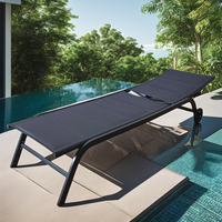Chaise longue extérieure en métal réglable à cinq positions chaise longue en acier côté piscine salon meubles d'hôtel conception de vente par correspondance