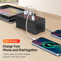 Station de charge USB intelligente 100W à 20 ports, chargeur multi-ports à vitesse rapide, chargeur multiple pour la maison, le bureau, adaptateur pour la diffusion en direct