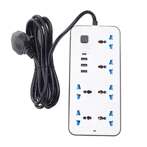 Power Strip with USB Port 3-Way Socket 6 USB Power Socket with 2M Extention Plug Socket