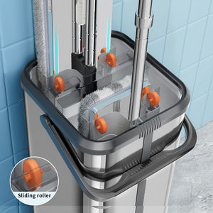 Agrandir le kit de vadrouille plate en acier inoxydable, vadrouille plate et seau sans lavage à la main - Product Image 3