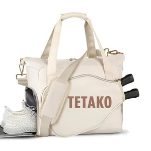 Raquetes acolchoadas para mulheres, sacola grande personalizada para transporte de raquetes de tênis de paddle, sacola de academia com compartimento para sapatos, pickleball e padel