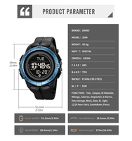 Montre numérique de sport de plein air pour homme SKMEI 2564, alarme, résistante à l'eau, cadran en résine, multifonction, boussole, stockage de données de calories et de kilomètres