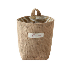 Mini bolsa de almacenamiento de lino, rectangular, plegable, multiusos, para colgar en la puerta de la mesita de noche del dormitorio - Product Image 5