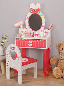 Table de toilette en bois pour enfants, petit lapin blanc, jouets de <span class=keywords><strong>maquillage</strong></span>, <span class=keywords><strong>jeu</strong></span> de simulation de <span class=keywords><strong>maquillage</strong></span>, petite princesse, ensemble de jouets de <span class=keywords><strong>maquillage</strong></span> - Product Image 4