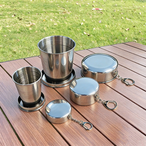 Taza de Viaje Metálica Personalizada, Taza Telescópica de Metal para Llavero, Taza de Viaje para Camping, Taza Plegable de Metal para Camping - Product Image 1