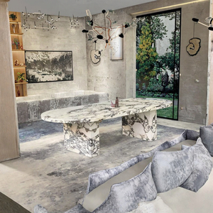 Hình bầu dục hàng đầu sang trọng tự nhiên đá cẩm thạch hiện đại Bàn cà phê đồ nội thất phòng khách cho biệt thự sử dụng - Product Image 2