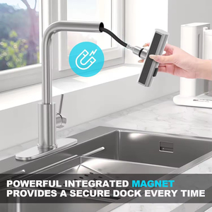 <span class=keywords><strong>Rubinetto</strong></span> da <span class=keywords><strong>Cucina</strong></span> Moderno a Cascata in Acciaio Inox Cromato Spazzolato con Manopola Girevole a 360 Gradi, Montaggio su Piano, Foro Singolo, in Ceramica - Product Image 6